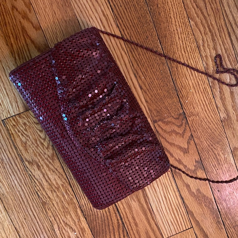 Maroon clutch / crossbody covered in gems!